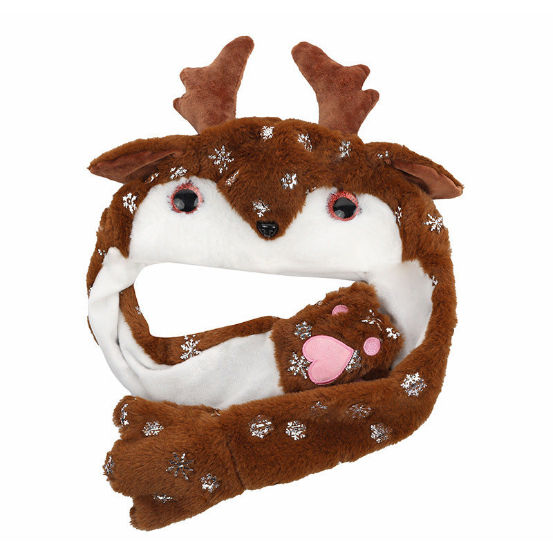 Novel Movable Christmas Hat Winter Cute Santa Claus Snowman Elk Hat