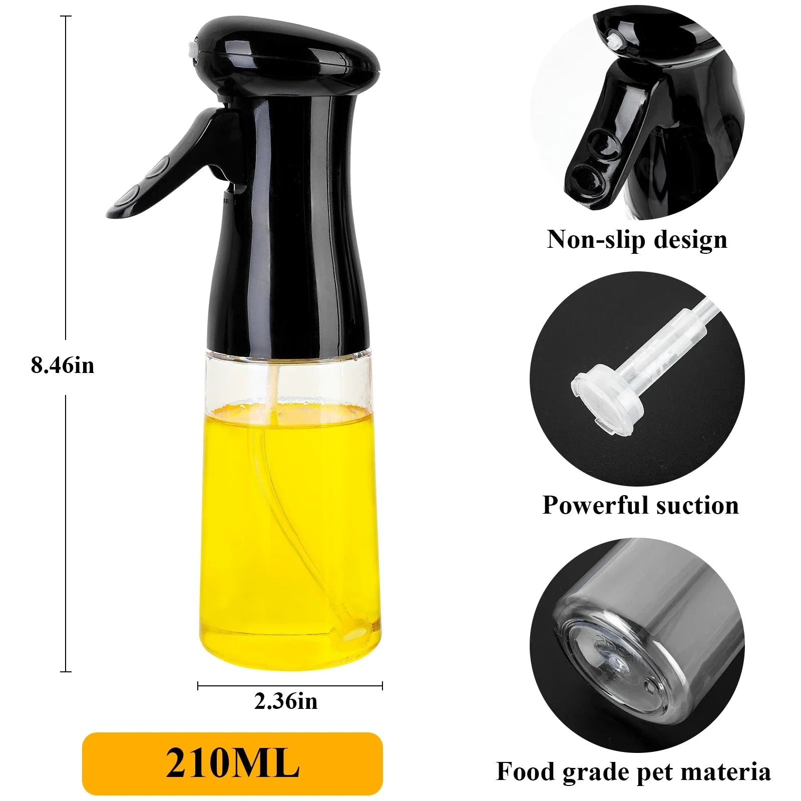 210ml Eco - Friendly Oil Spray Bottle - Versatile Cooking & Baking Mist Sprayer - Gleaming House