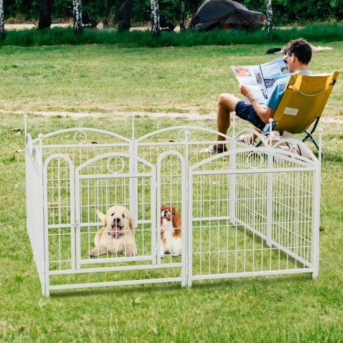 Dog Playpen Indoor 24 Inch 8 Panel Metal Dog Playpen