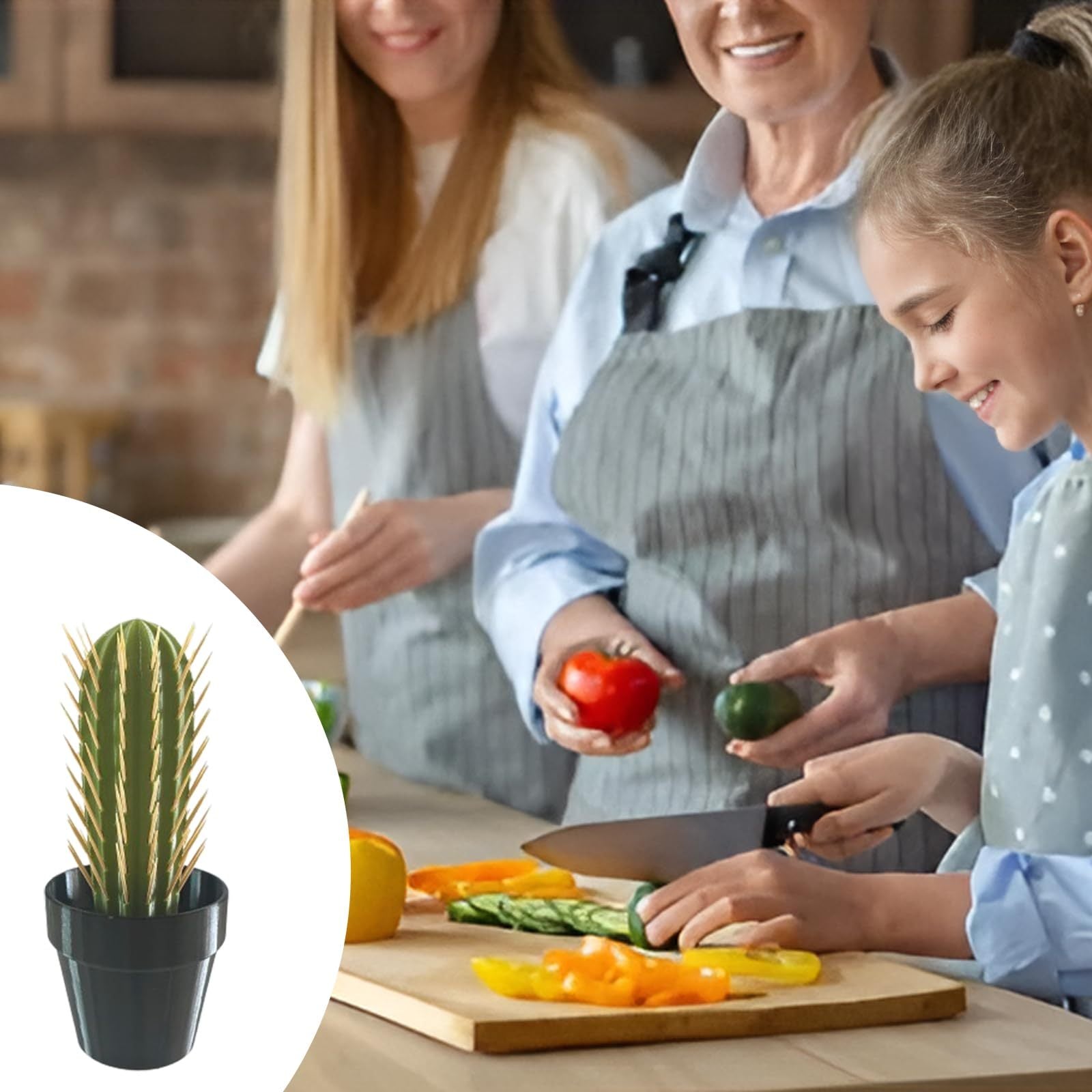 Cactus Toothpick Holder, 3D Printed Cactus Toothpick Dispenser, House Plant Toothpick Cactus Hold, Toothpicks Holder Decorative, Multifunctional Succulent Ornaments For Kitchen, Living Room