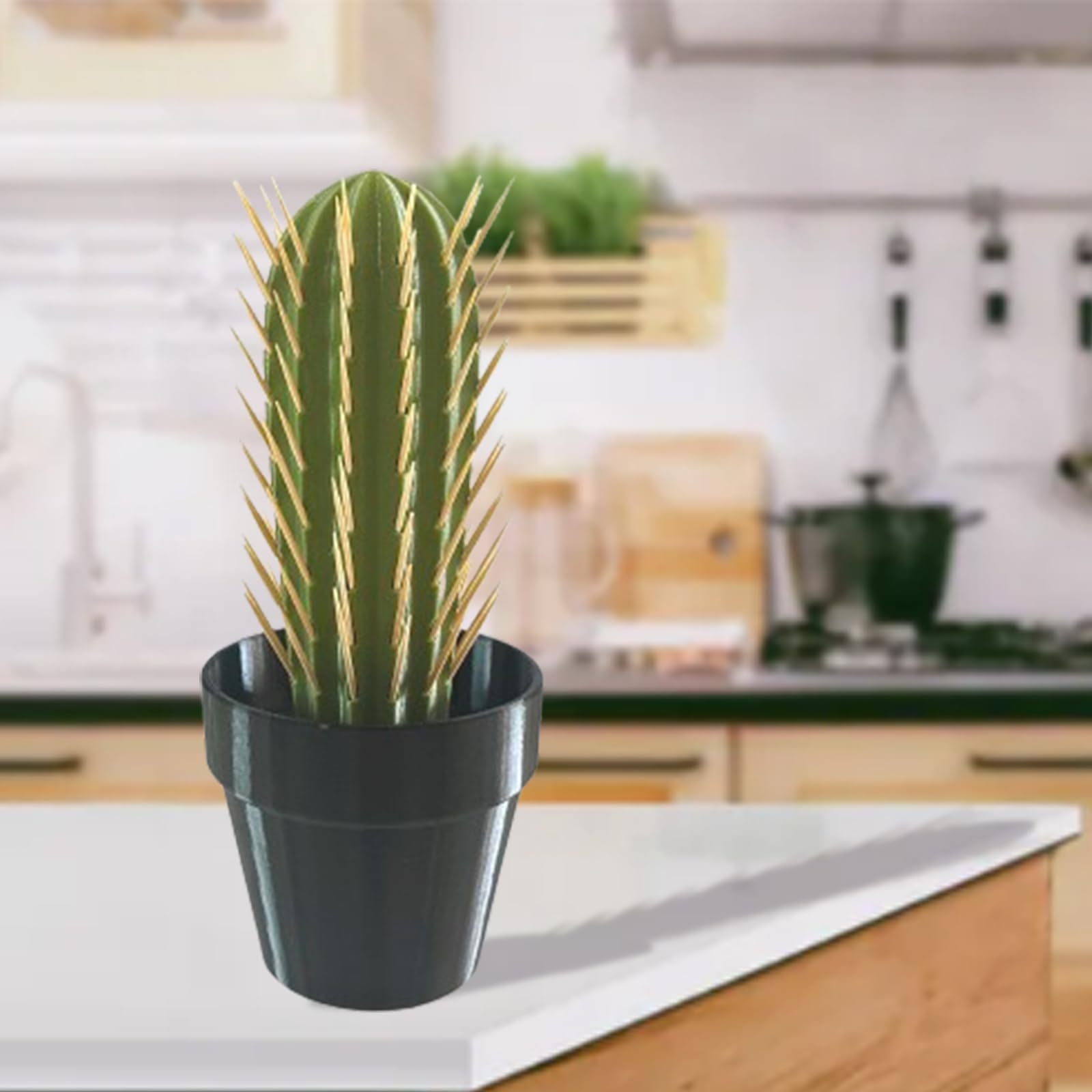 Cactus Toothpick Holder, 3D Printed Cactus Toothpick Dispenser, House Plant Toothpick Cactus Hold, Toothpicks Holder Decorative, Multifunctional Succulent Ornaments For Kitchen, Living Room