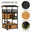 Wooden Outdoor Cat House, Wild Cat Shelter Kitten Tree