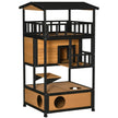 Wooden Outdoor Cat House, Wild Cat Shelter Kitten Tree