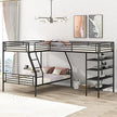 Space-Saving Triple Bunk Bed with Storage Shelves and L-Shaped Design