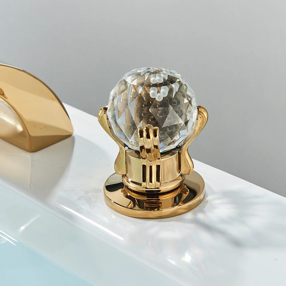 Gold Deck-Mounted Basin Faucet