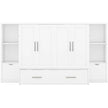 Murphy Bed with Built-in USB Ports, Shelves, and Storage Drawers - Queen Size, White Finish