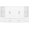 Murphy Bed with Built-in USB Ports, Shelves, and Storage Drawers - Queen Size, White Finish