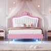 Cute Crown Design Princess Bed Frame with LED Lights