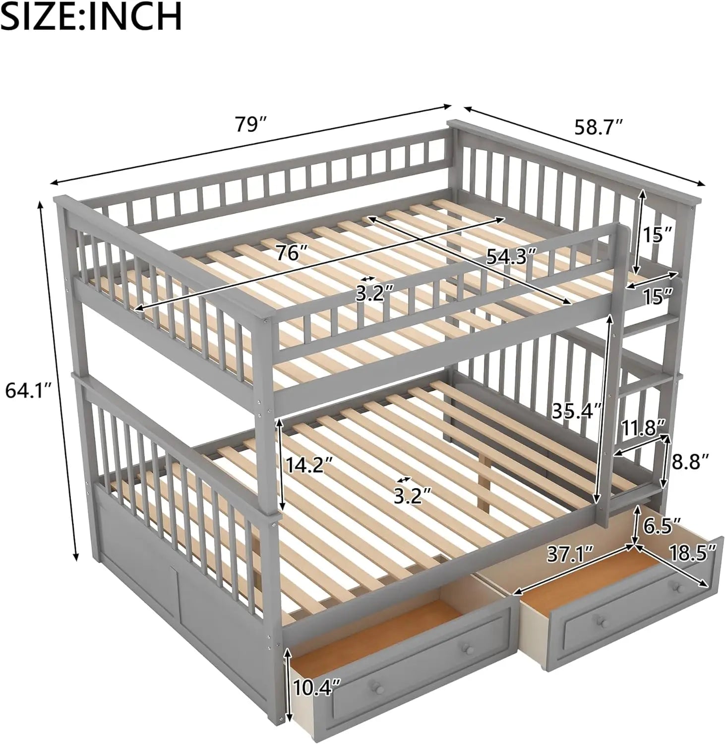 Versatile Bunk Bed with Storage and Slide - Twin over Full