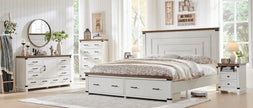 Queen Bed Frame with Storage - Farmhouse Style