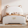 Modern Bear-Shaped Velvet Bed with Storage Pocket and Solid Construction