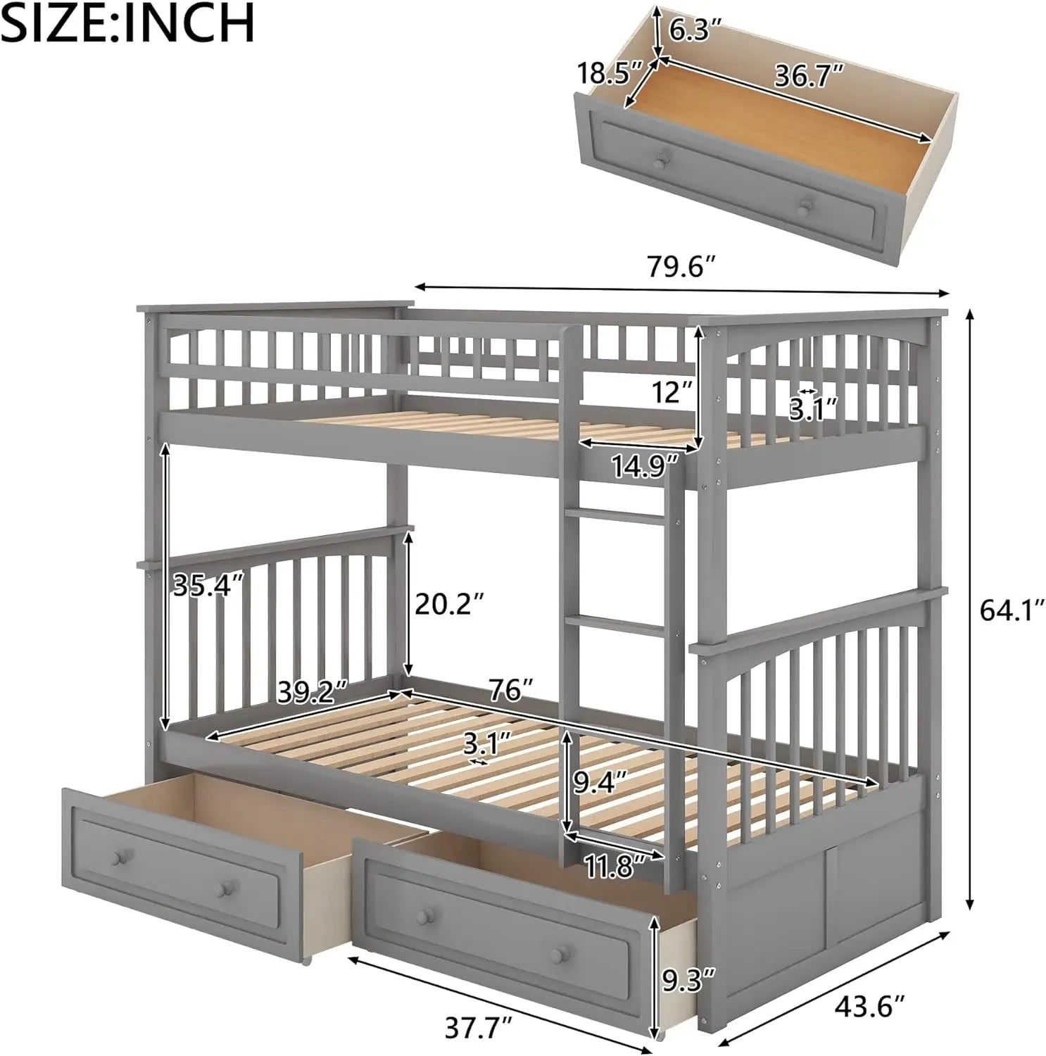 Versatile Bunk Bed with Storage and Slide - Twin over Full