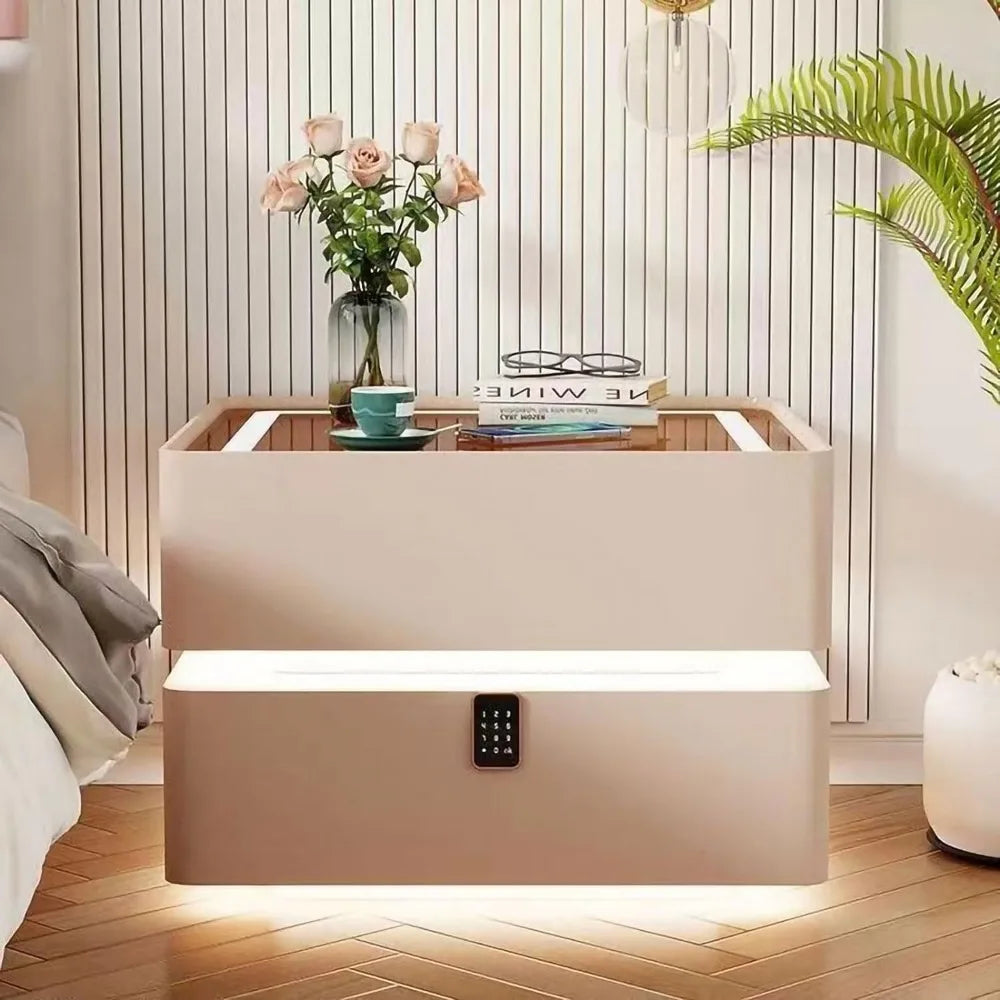 Smart Nightstand with LED Lights and Wireless Charging