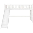 Twin Loft Bed with Slide and Vertical Ladder - Modern White Wood Bunk Bed with Guardrails and Strong Stability for Kids' Bedrooms