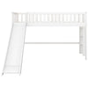 Twin Loft Bed with Slide and Vertical Ladder - Modern White Wood Bunk Bed with Guardrails and Strong Stability for Kids' Bedrooms