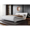 Stylish PU Leather Bed Frame with Sleigh Design