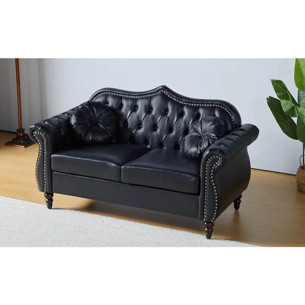 Minimalistyczna sofa dwuosobowa Chesterfield z funkcją spania