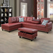 Elegant L-Shaped 3-Piece Faux Leather Sectional Couch with Storage Ottoman