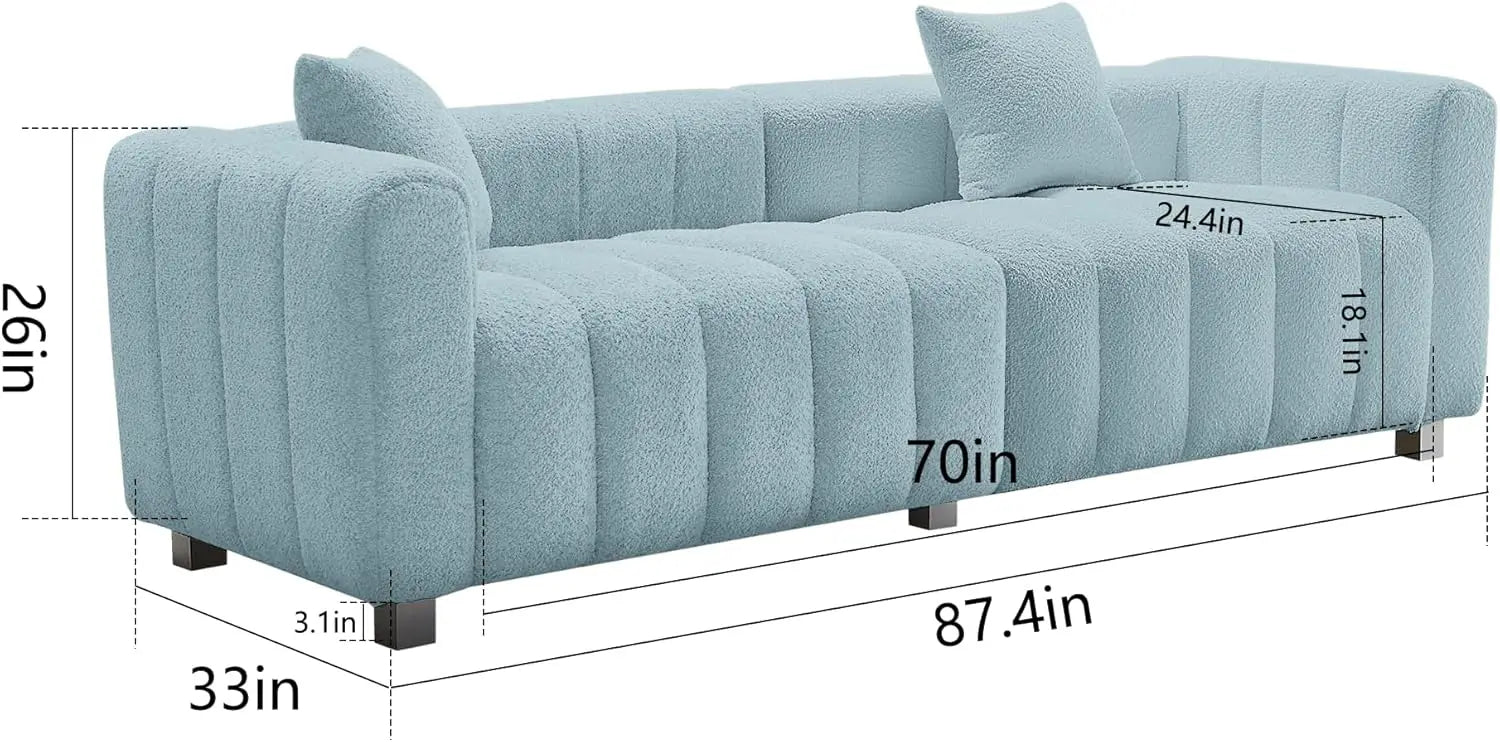 Nowoczesna 87-calowa sofa Teddy Velvet