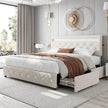 Modern Full Bed Frame with LED Headboard and Storage Drawers