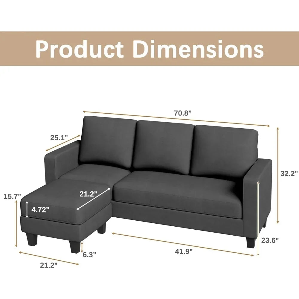 Nowoczesna sofa modułowa w kształcie litery L z ruchomym pufem