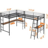 Maximize Space and Functionality: L-Shaped Metal Loft Bed with Built-in Desks for Two