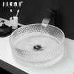 Luxury Hand-Painted Tempered Glass Countertop Sink with Matte Black Faucet