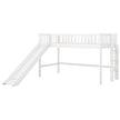 Twin Loft Bed with Slide and Vertical Ladder - Modern White Wood Bunk Bed with Guardrails and Strong Stability for Kids' Bedrooms