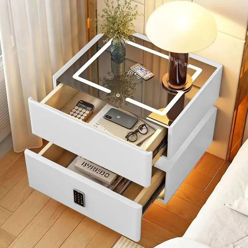 Smart Nightstand with LED Lights and Wireless Charging