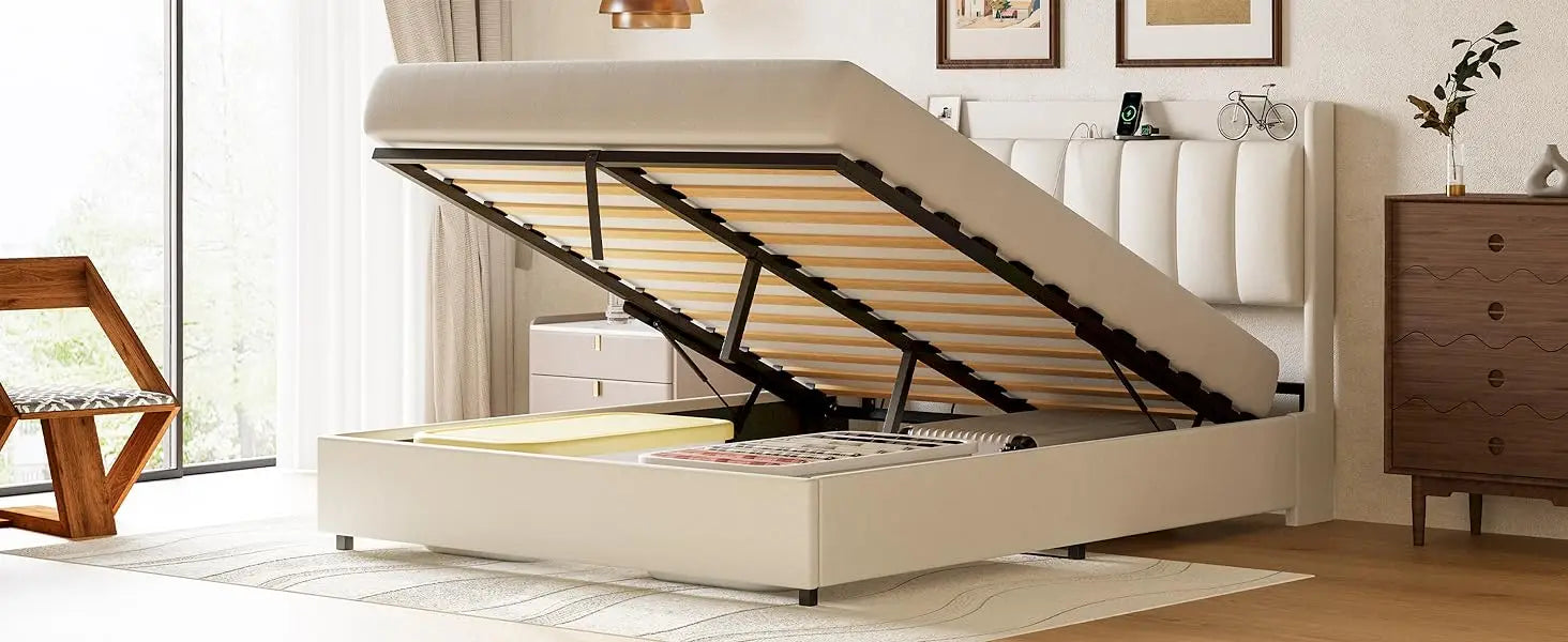 Modern Upholstered Bed Frame with Storage