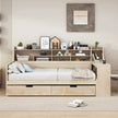 Multifunctional Velvet Full Size Bed with Study Desk and Storage Space