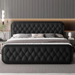 Classic Faux Leather Bed Frame with High-Density Foam Padding