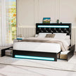 Full-Size Bed Frame with RGB LED Light and Adjustable Headboard