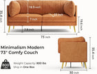 Sofa w kształcie litery L w stylu Mid-Century Modern z pełnymi podłokietnikami