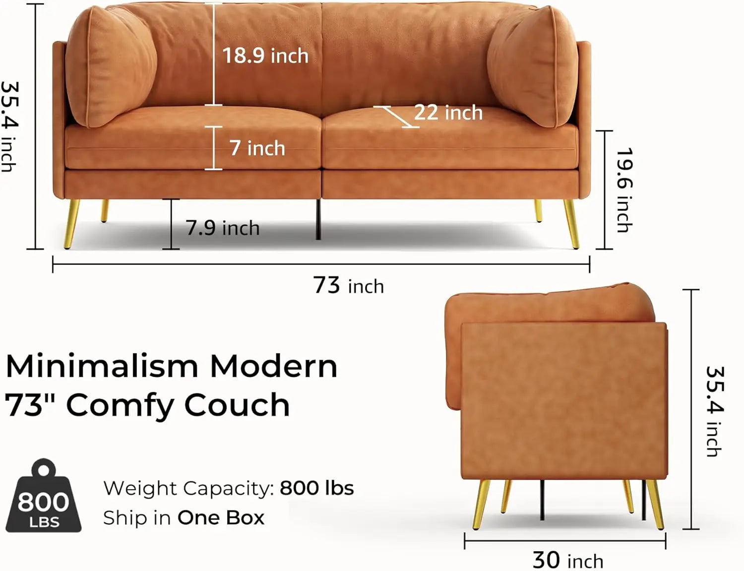 Sofa w kształcie litery L w stylu Mid-Century Modern z pełnymi podłokietnikami