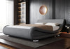 Stylish PU Leather Bed Frame with Sleigh Design