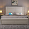 King Size Upholstered Platform Bed with Storage