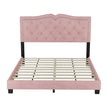 Modern  Velvet Platform Bed with Rivet Accents and Storage Space