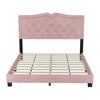 Modern  Velvet Platform Bed with Rivet Accents and Storage Space