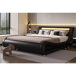 Minimalist Modern King Bed Frame with LED Adjustable Headboard