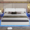 Modern Queen Low Profile Platform LED Bed Frame with Headboard - Futuristic Design with RGB LED Lights and Structural Stability for Ultimate Comfort