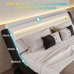 Minimalist Modern King Bed Frame with LED Adjustable Headboard