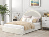 Luxurious Velvet Bed Frame with Round Headboard, Storage Drawers, and Integrated LED Lighting – Elegant and Functional Bedroom Upgrade