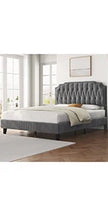 Queen Upholstered Platform Bed with Wing Design