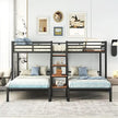 Versatile Metal Bunk Bed with Shelves and Sturdy Frame - Twin/Twin - Black