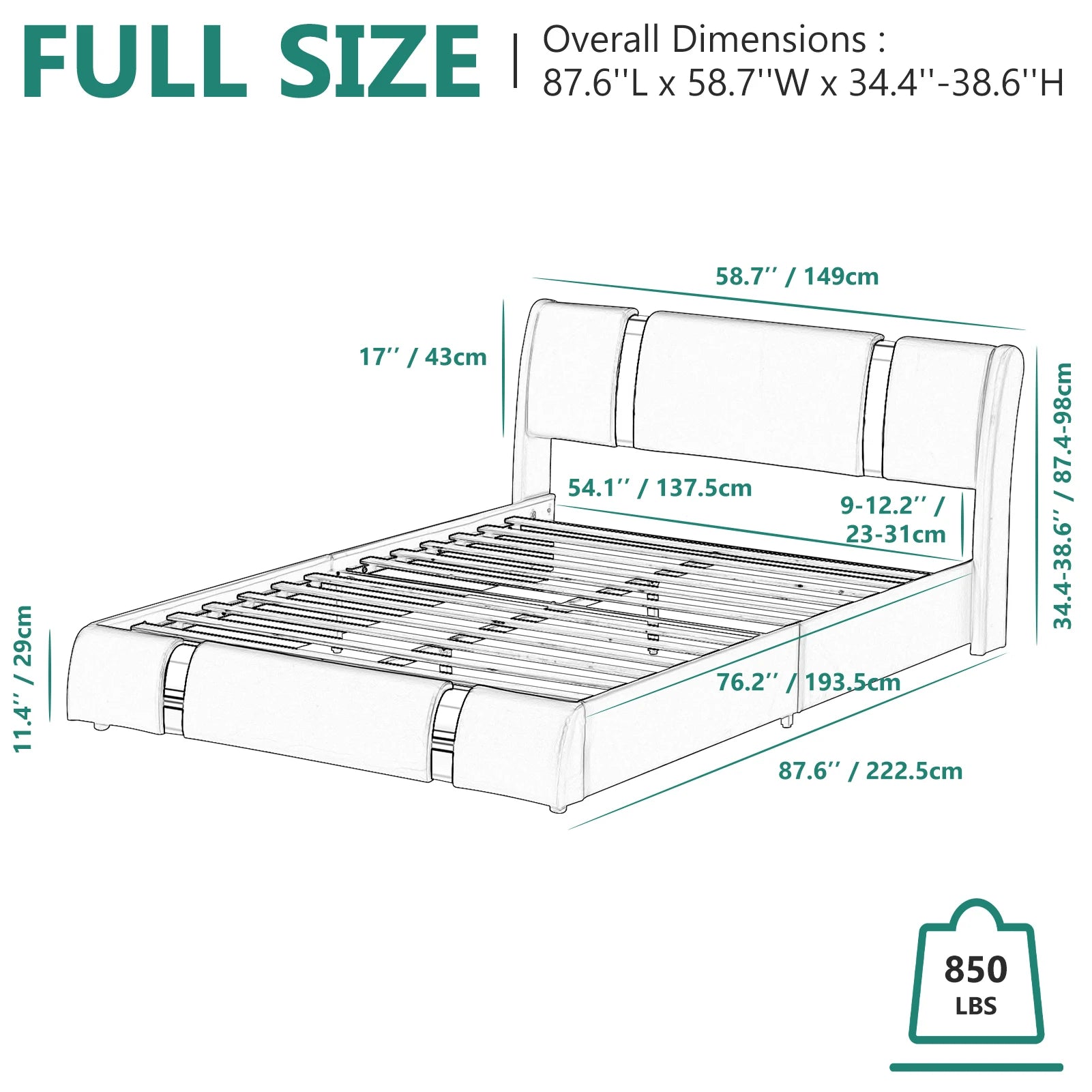 Modern Platform Bed Frame with RGB LED Light System