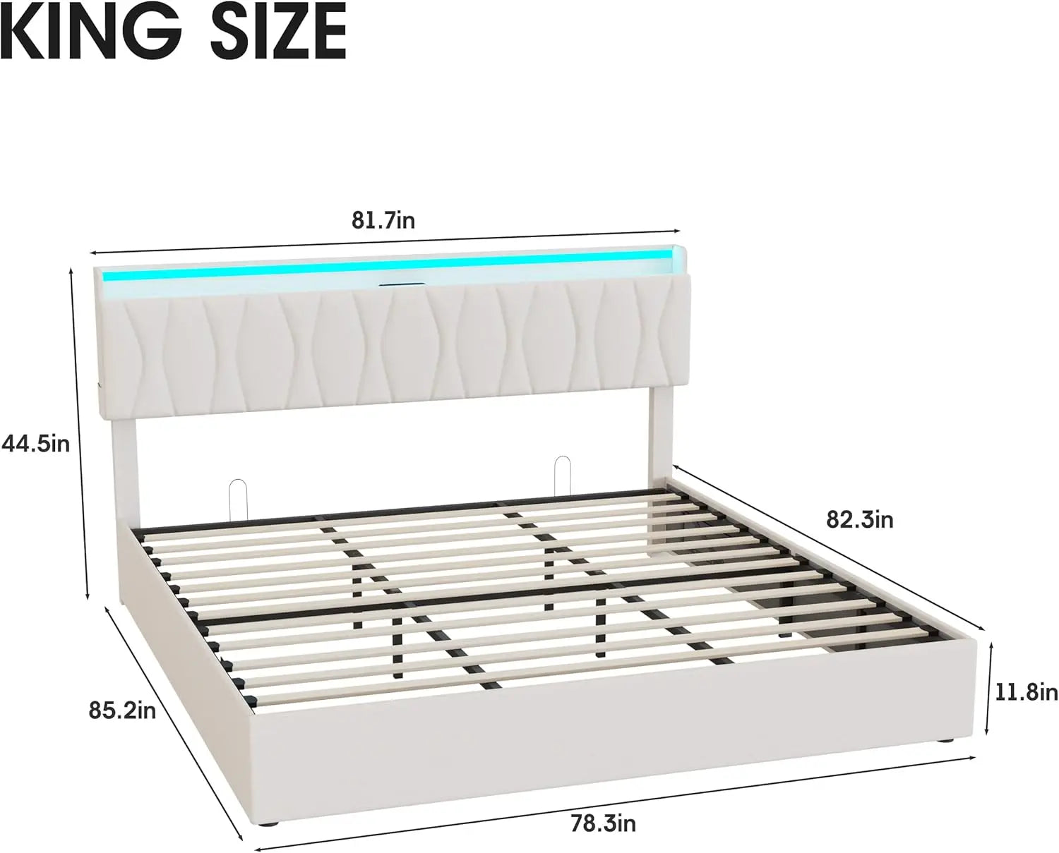 Modern Lifting Bed Frame with Storage Headboard