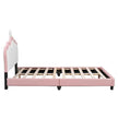 Full Size Crown-Shaped Upholstered Day Bed with Faux Leather Finish - Pink