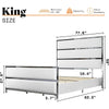 Modern Velvet Upholstered King Bed Frame with Tall Headboard and Silver Edge Design - Sturdy Construction, Noise-Free, Easy Assembly