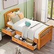 Modern Twin Bed Frame with 6 Drawers